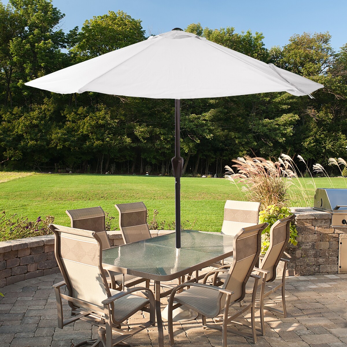 7.5" Patio Umbrella Outdoor Table Market Umbrella with Push Button Tilt and Crank