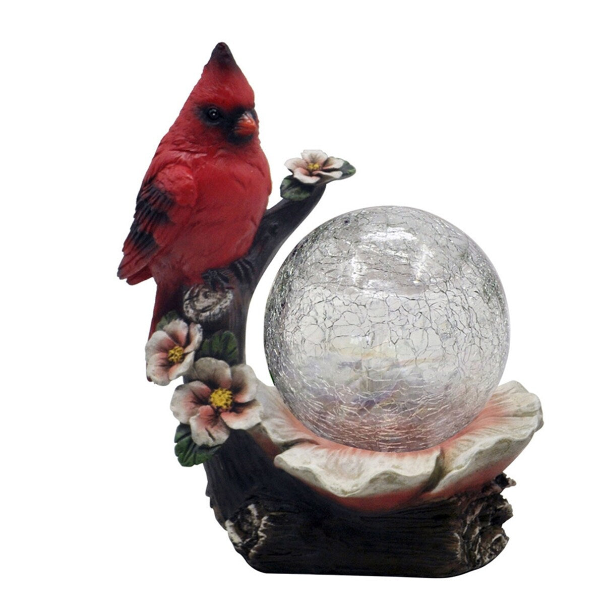 7.5" Resin Cardinal with Crackle Glass