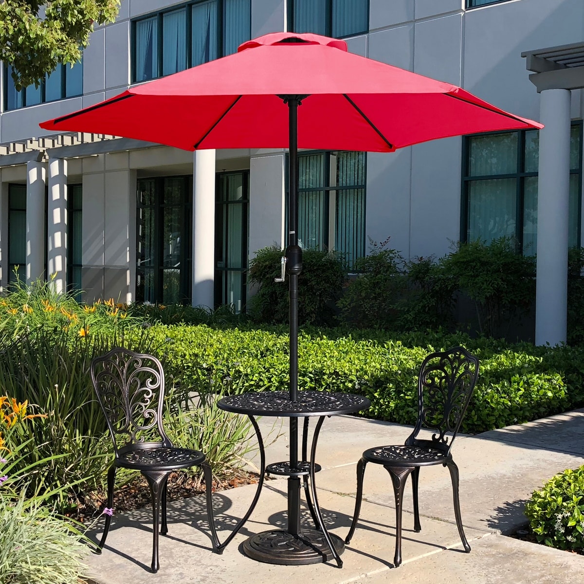 7.5' Outdoor Patio Umbrella, Market Umbrella with Tilt and Crank lift ( Red Color)