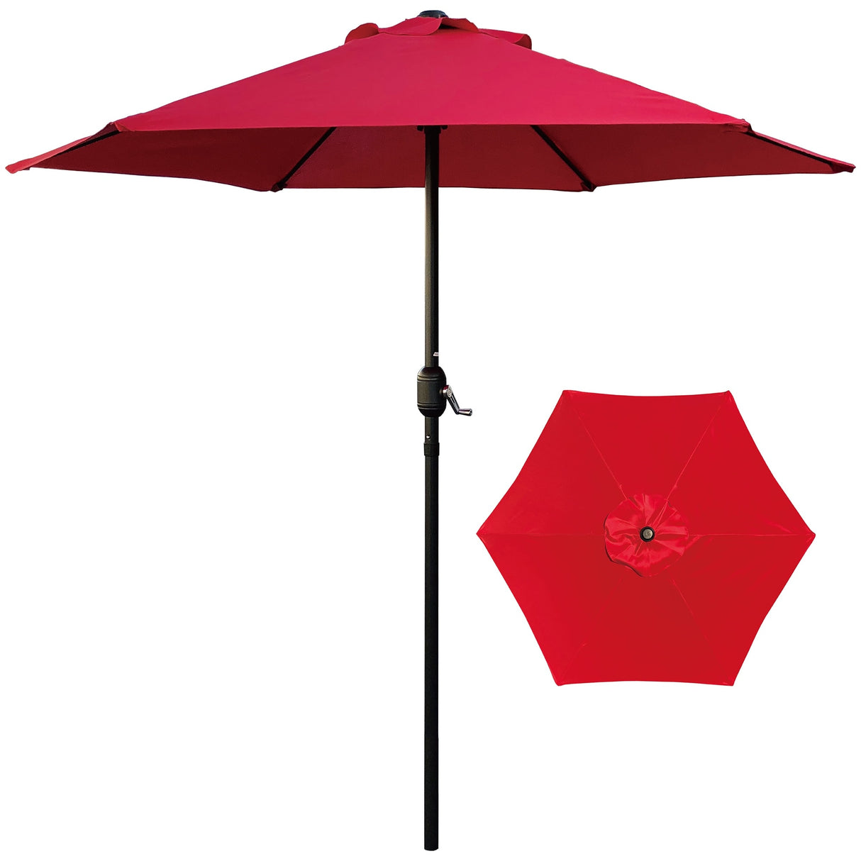 7.5' Outdoor Patio Umbrella, Market Umbrella with Tilt and Crank lift ( Red Color)