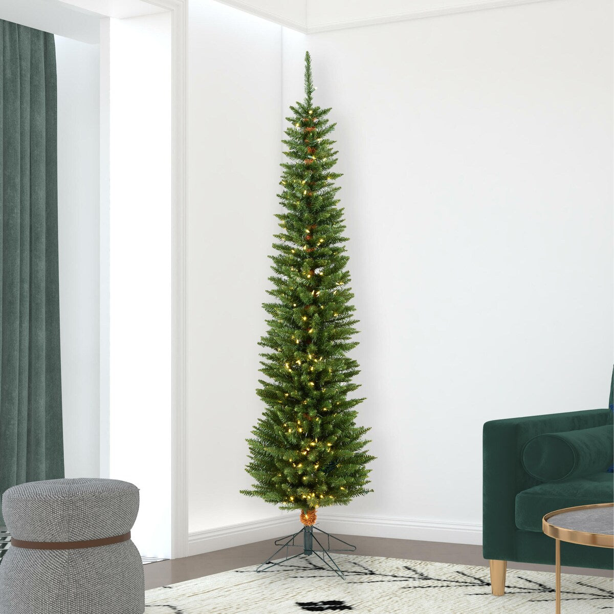 7.5' x 23" Durham Pole Pine Tree with 250 Warm White LED Lights