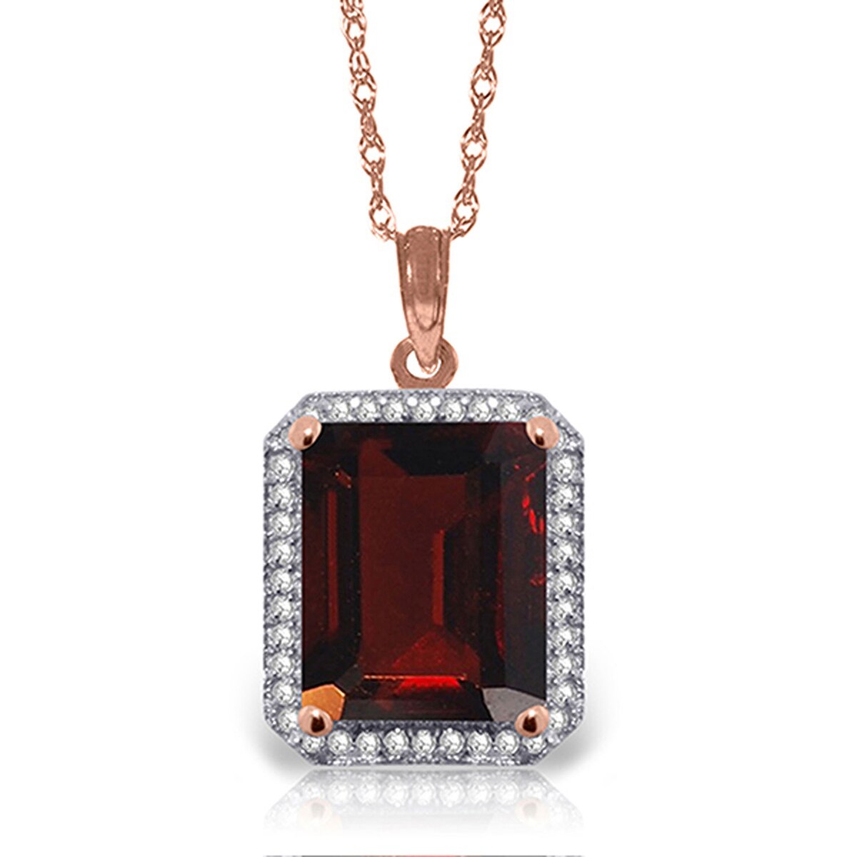 7.8 Carat 14K Solid Gold Gemstone Necklace Natural Diamond Garnet