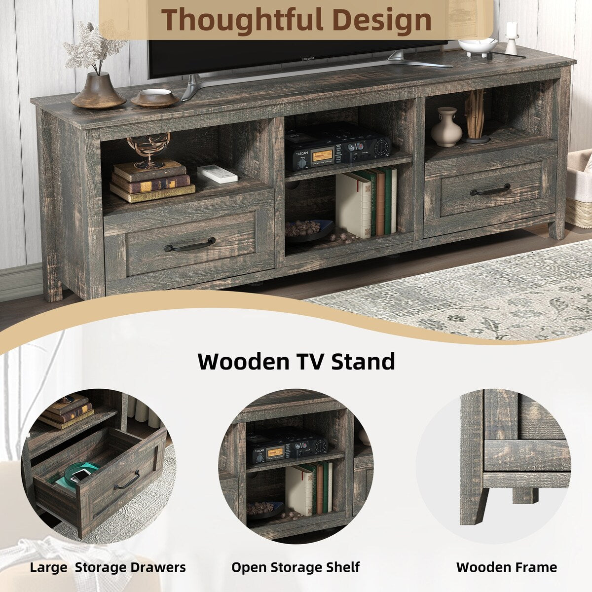 70 Inch Length TV Stand for Living Room and Bedroom