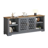 70 in. Rustic Decorative Floral Door TV Stand for up to 80" TVs