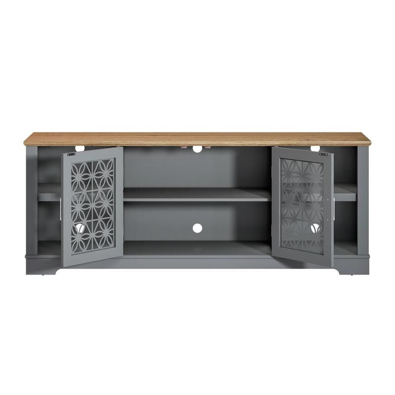 70 in. Rustic Decorative Floral Door TV Stand for up to 80" TVs