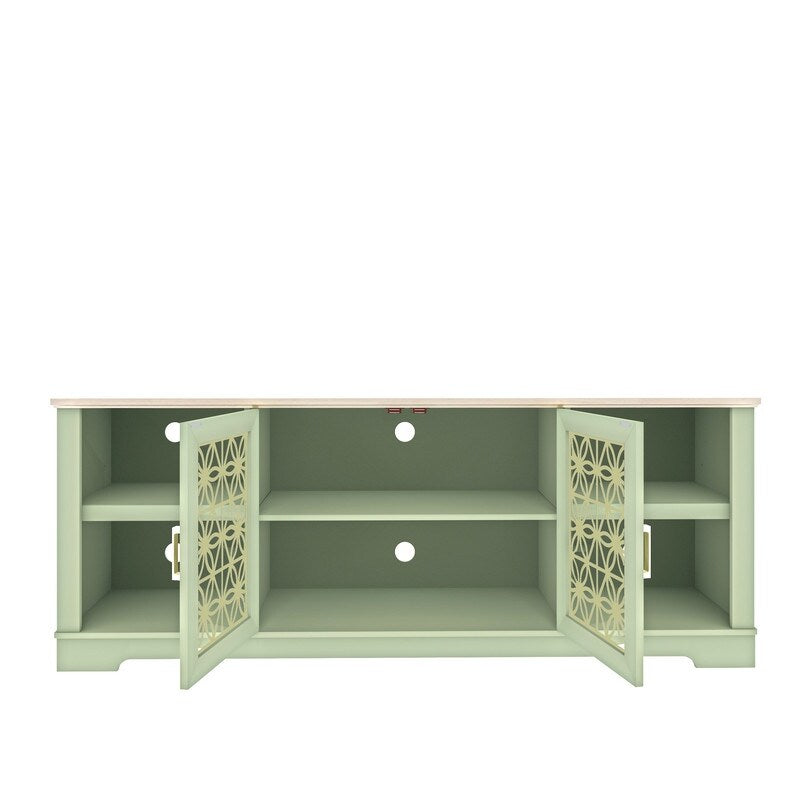 70 in. Rustic Decorative Floral Door TV Stand for up to 80" TVs