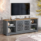 70 in. Rustic Decorative Floral Door TV Stand for up to 80" TVs