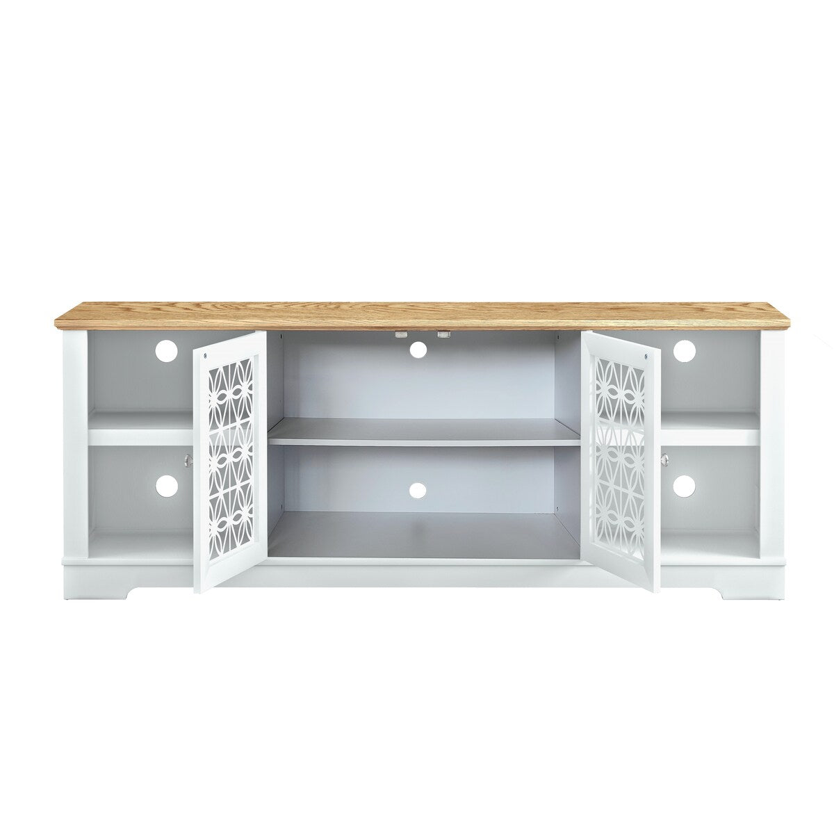 70 in. Rustic Decorative Floral Door TV Stand for up to 80" TVs