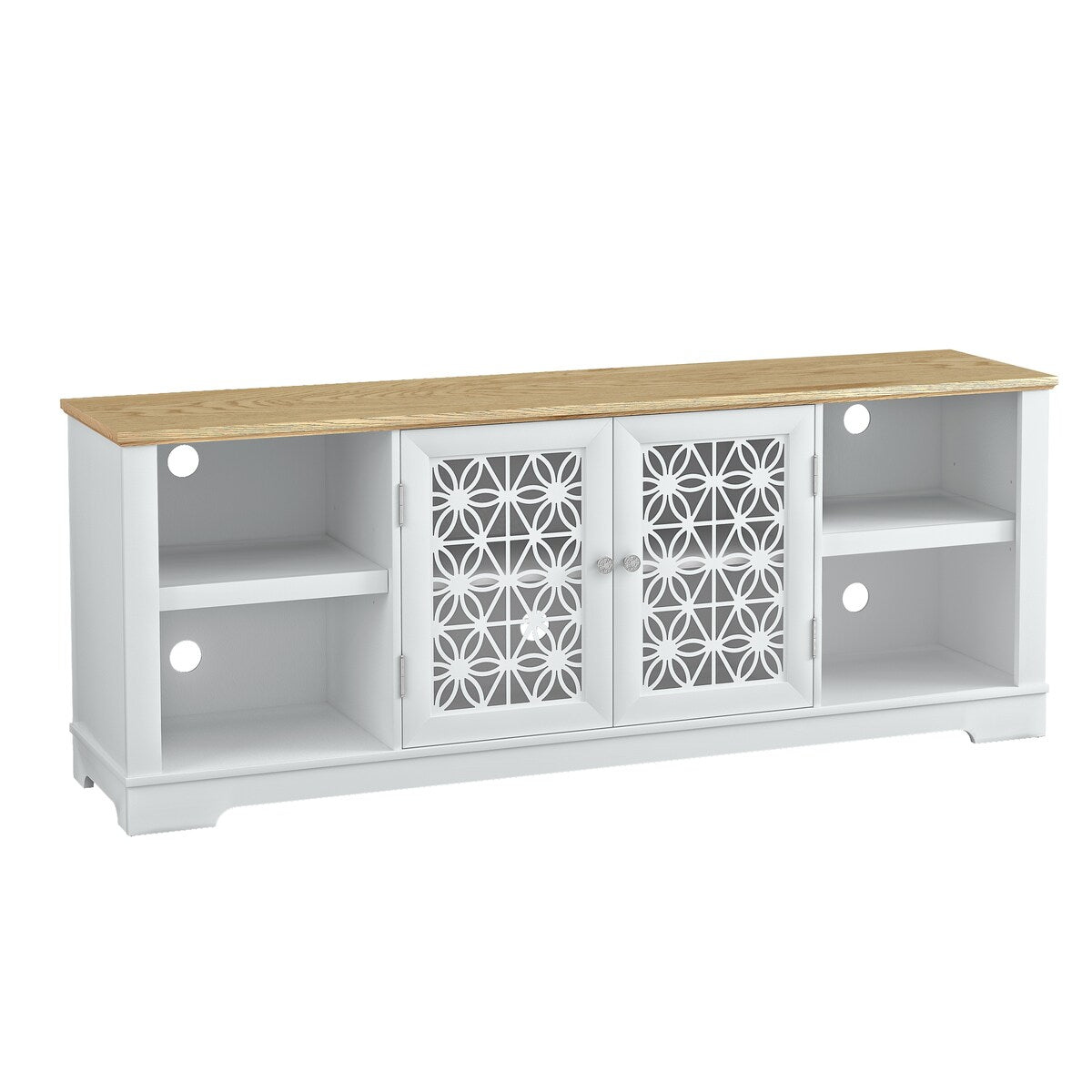 70 in. Rustic Decorative Floral Door TV Stand for up to 80" TVs