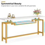 70 inch Console Table Narrow Long Behind Sofa Table with 2 Ties
