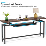 70 inch Console Table Narrow Long Behind Sofa Table with 2 Ties