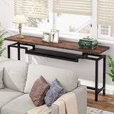 70 inch Console Table Narrow Long Behind Sofa Table with 2 Ties