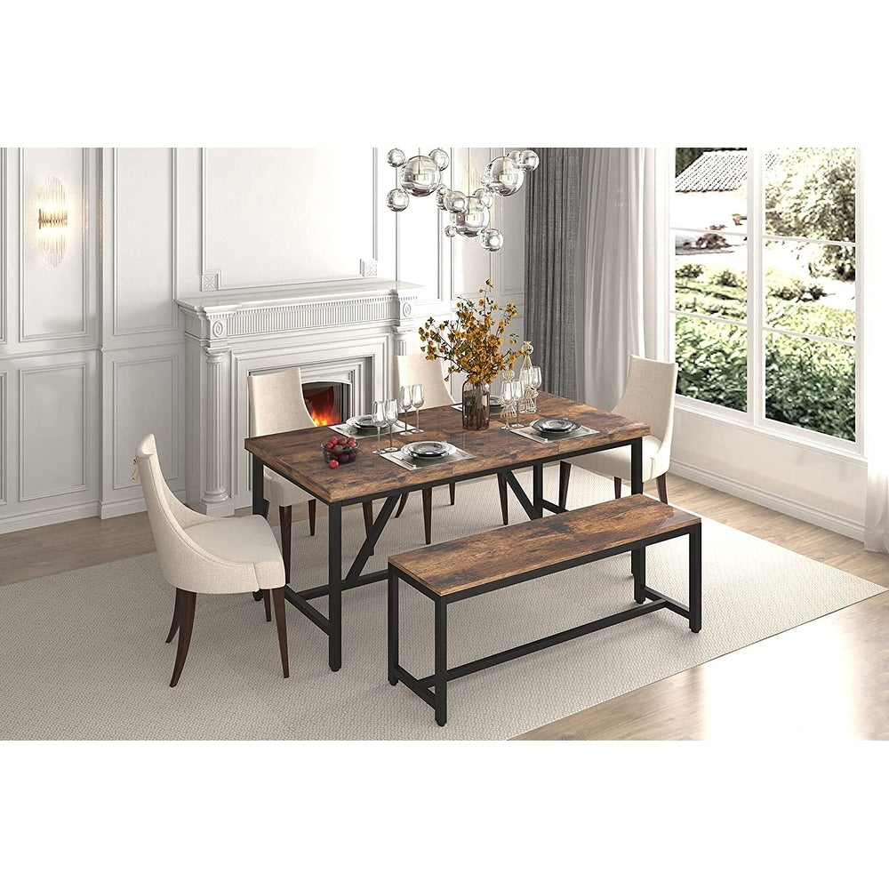 70 x 35 Inch Large Wood Dining Table for 6-8 People with Metal Frame - 70 in