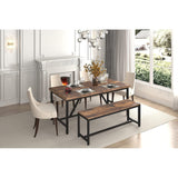 70 x 35 Inch Large Wood Dining Table for 6-8 People with Metal Frame - 70 in
