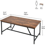 70 x 35 Inch Large Wood Dining Table for 6-8 People with Metal Frame - 70 in