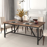 70 x 35 Inch Large Wood Dining Table for 6-8 People with Metal Frame - 70 in
