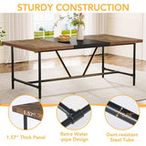 70.8 x 35.4 inch Dining Table for 6-8, Kitchen Dining Room Table with Tube Metal Frame,Brown