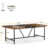70.8 x 35.4 inch Dining Table for 6-8, Kitchen Dining Room Table with Tube Metal Frame,Brown