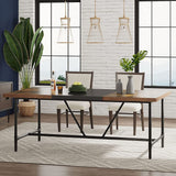 70.8 x 35.4 inch Dining Table for 6-8, Kitchen Dining Room Table with Tube Metal Frame,Brown