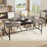 70.8 x 35.4 inch Dining Table for 6-8, Kitchen Dining Room Table with Tube Metal Frame,Brown
