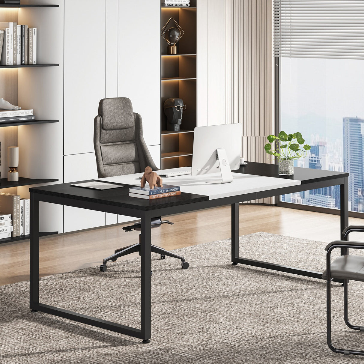 70.86 Inches Large Executive Computer Desk,6FT Conference Table,Dining Table for 4-6 Prople