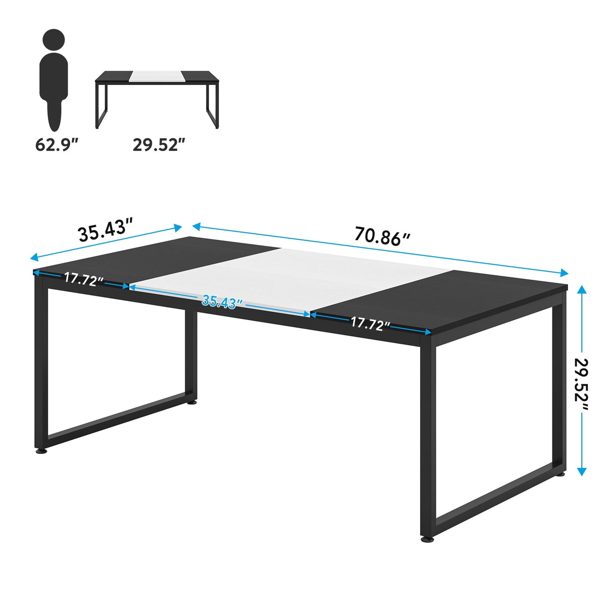70.86 Inches Large Executive Computer Desk,6FT Conference Table,Dining Table for 4-6 Prople