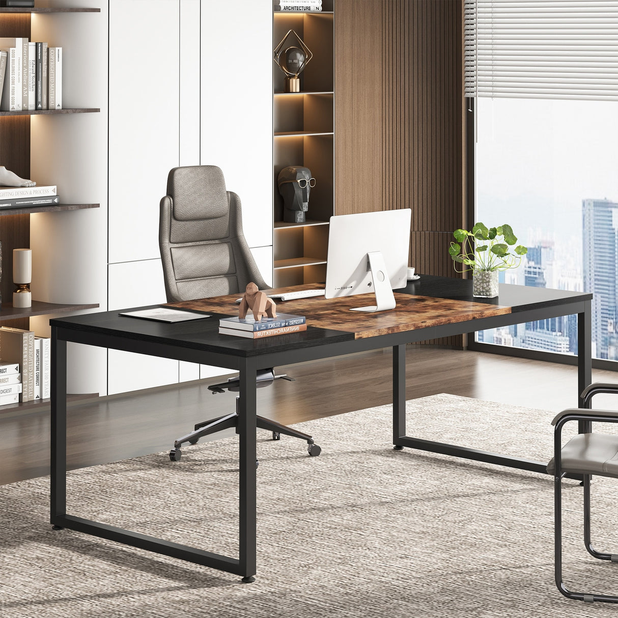 70.86 Inches Large Executive Computer Desk,6FT Conference Table,Dining Table for 4-6 Prople