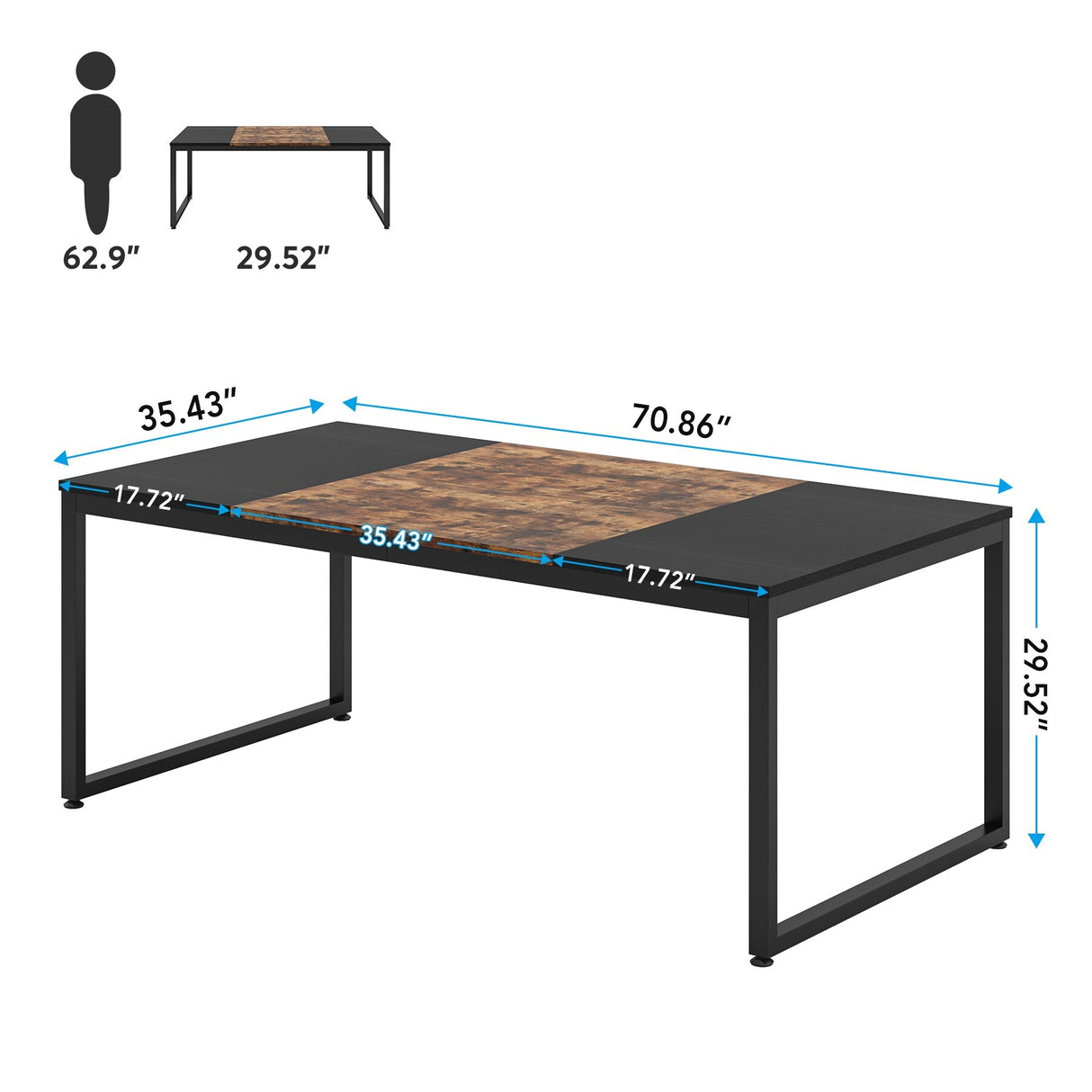 70.86 Inches Large Executive Computer Desk,6FT Conference Table,Dining Table for 4-6 Prople