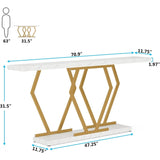 70.9 Inch Long Sofa Console Table for Entryway,Modern Hallway Accent Tables with Stylish Metal Legs
