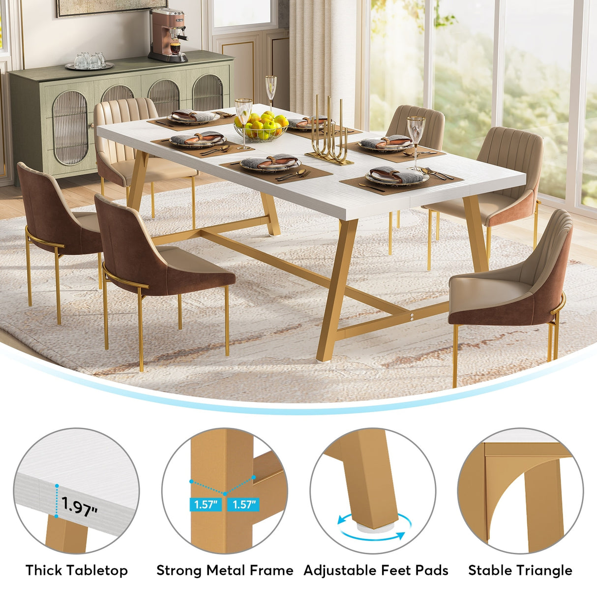 70.87 Inches Dining Table for 8 People