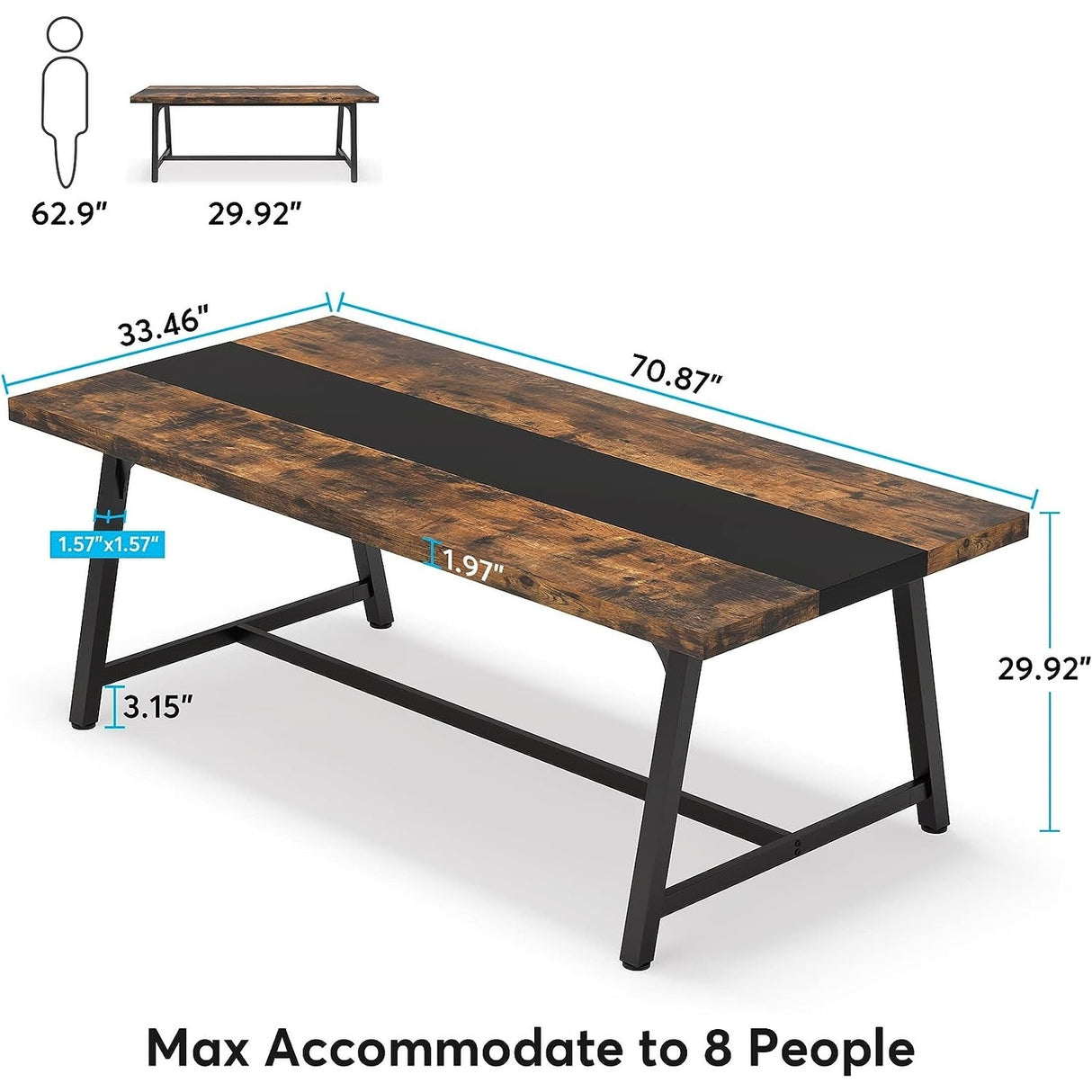 70.87 Inches Dining Table for 8 People