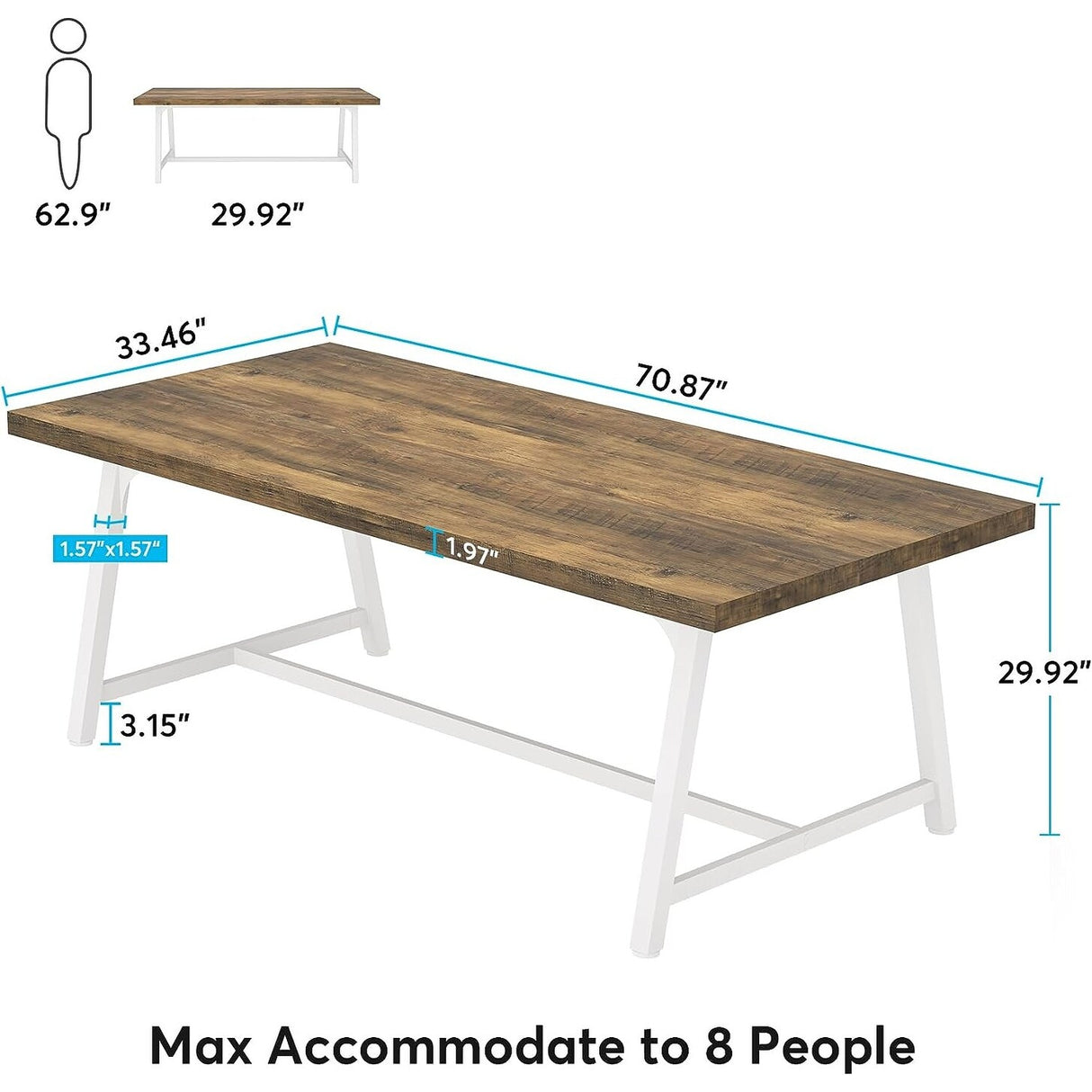 70.87 Inches Dining Table for 8 People