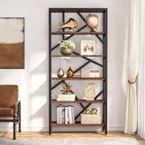 71 Inch Industrial Bookshelf, 6 Shelf Etagere Bookcase,Free Standing Open Book Shelves Storage Display Shelf