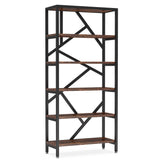 71 Inch Industrial Bookshelf, 6 Shelf Etagere Bookcase,Free Standing Open Book Shelves Storage Display Shelf