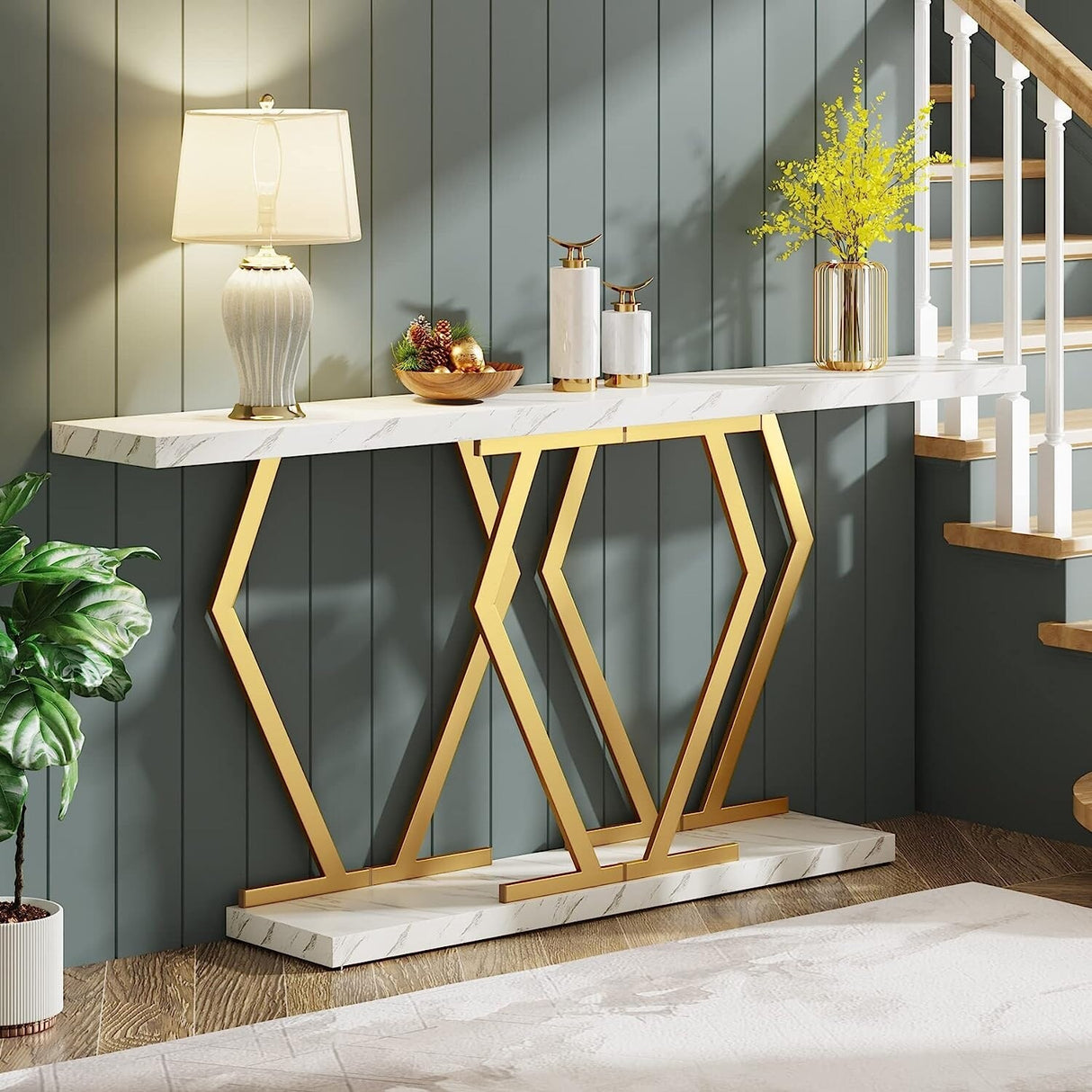 70.9 Inch Long Sofa Console Table for Entryway,Modern Hallway Accent Tables with Stylish Metal Legs