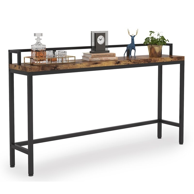 70.9" Extra Long Sofa Console Table, Behind The Couch Table Narrow Entryway Table
