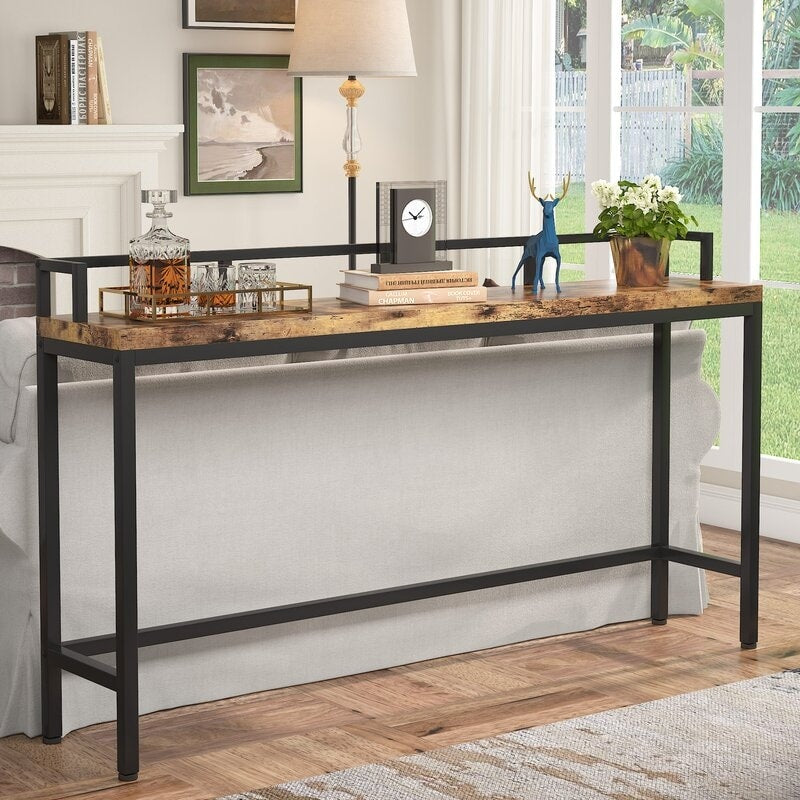 70.9" Extra Long Sofa Console Table, Behind The Couch Table Narrow Entryway Table