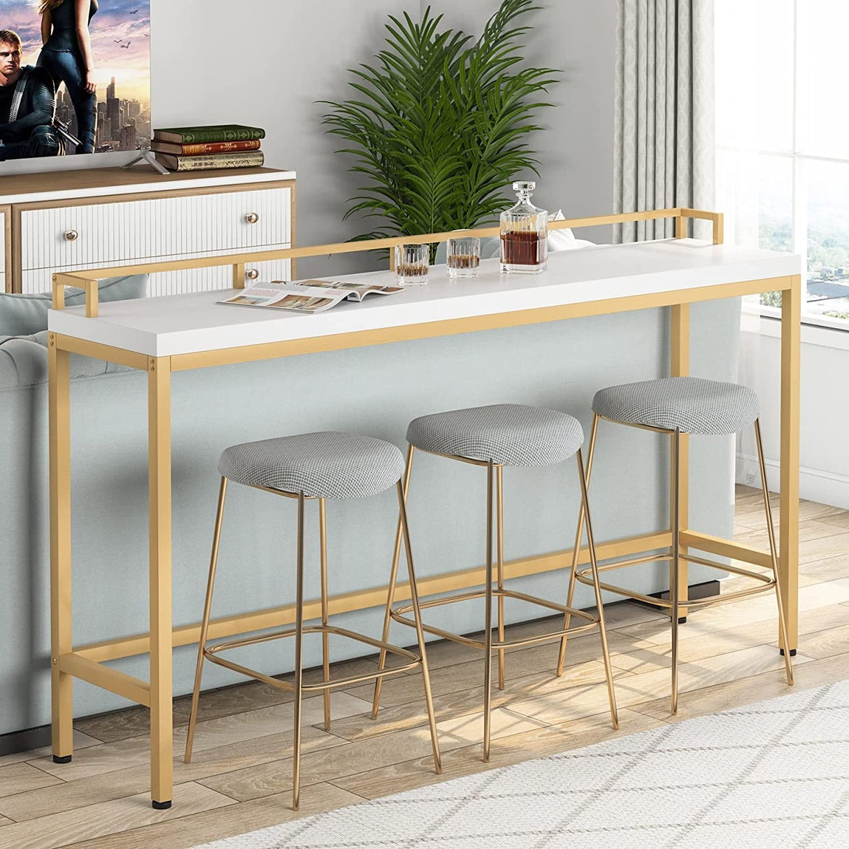 Console Table Behind Sofa Couch, 70.9 inch Long Narrow Entry Table