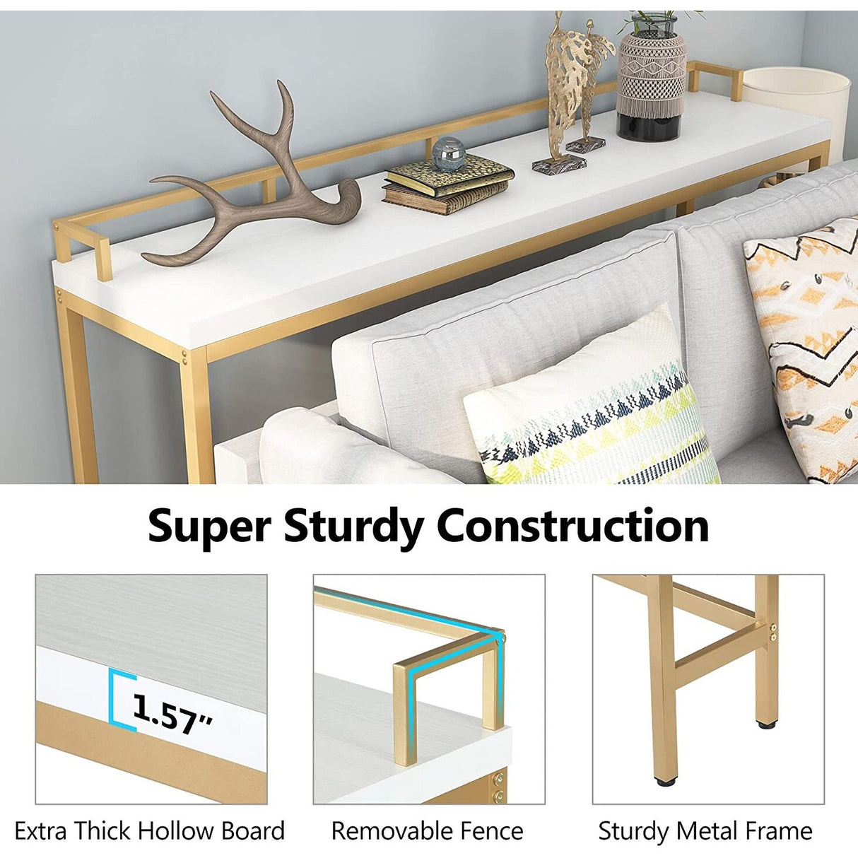 Console Table Behind Sofa Couch, 70.9 inch Long Narrow Entry Table