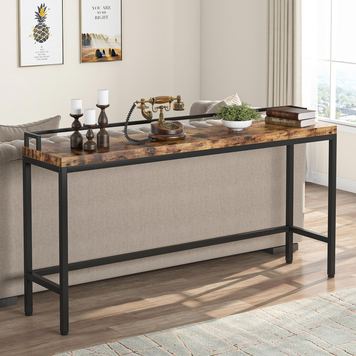 Console Table Behind Sofa Couch, 70.9 inch Long Narrow Entry Table