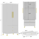 70.9"H Armoires & Wardrobe Two Drawers Hanging Storage Closet Cabinet
