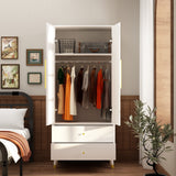 70.9"H Armoires & Wardrobe Two Drawers Hanging Storage Closet Cabinet