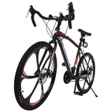 700C Adult Road Bike Steel Frame 17in High Rim Wheel Dual Disc Brake 21 Speed Gear System Men Road Bicycle