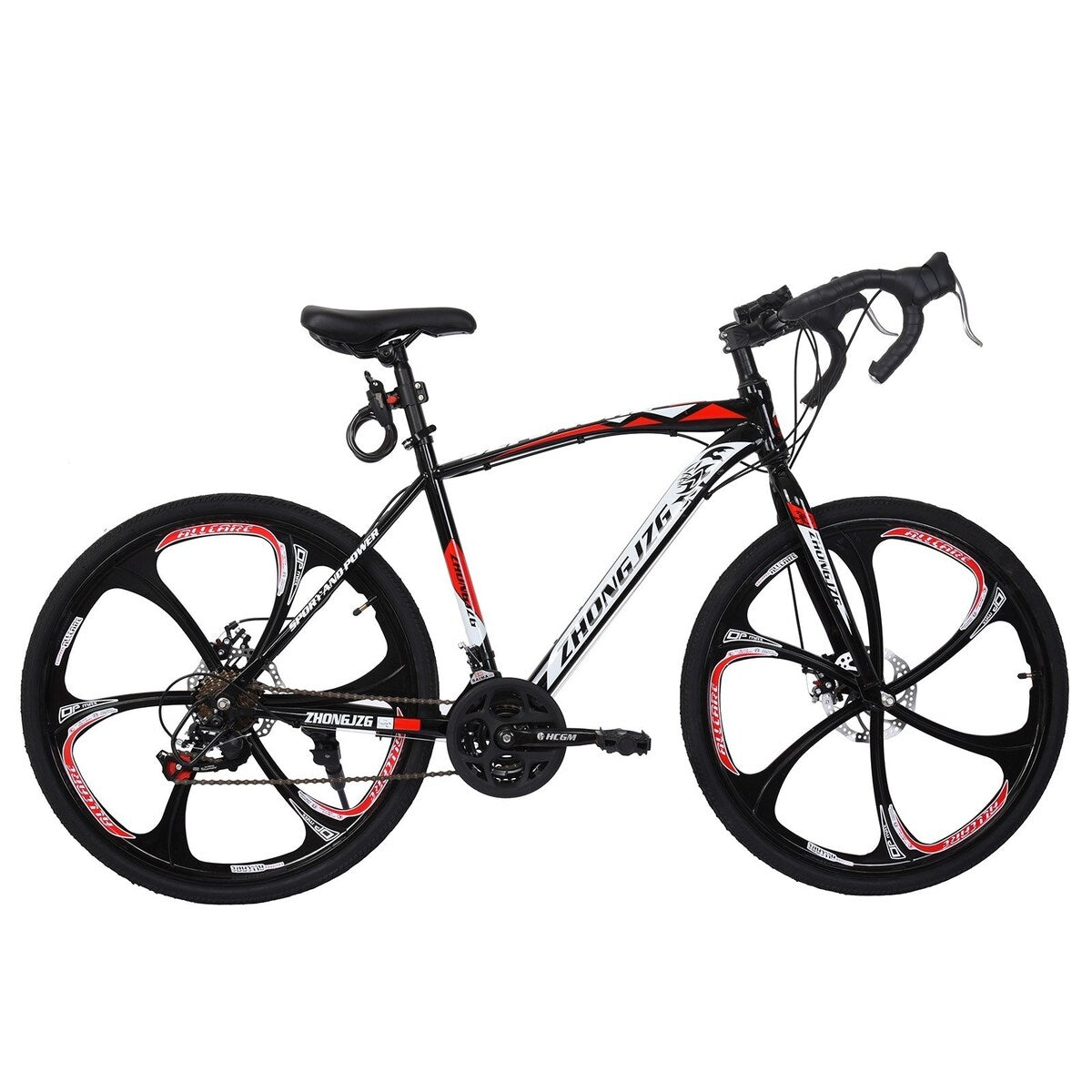 700C Adult Road Bike Steel Frame 17in High Rim Wheel Dual Disc Brake 21 Speed Gear System Men Road Bicycle