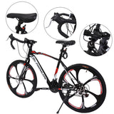 700C Adult Road Bike Steel Frame 17in High Rim Wheel Dual Disc Brake 21 Speed Gear System Men Road Bicycle