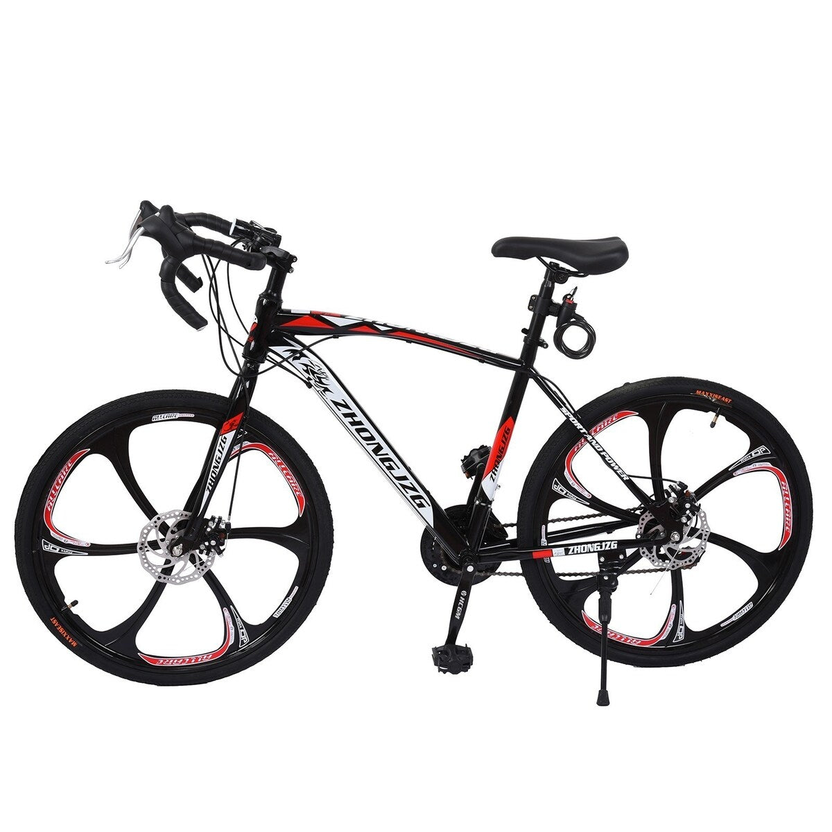 700C Adult Road Bike Steel Frame 17in High Rim Wheel Dual Disc Brake 21 Speed Gear System Men Road Bicycle