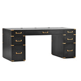 70" Executive Desk with Metal Edge Trim, Writing Desk with 2 file drawers, USB Ports and Outlets, Desk with Hidden Compartment