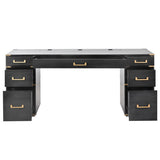 70" Executive Desk with Metal Edge Trim, Writing Desk with 2 file drawers, USB Ports and Outlets, Desk with Hidden Compartment