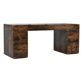 70" Executive Desk with Metal Edge Trim, Writing Desk with 2 file drawers, USB Ports and Outlets, Desk with Hidden Compartment