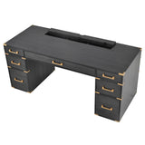 70" Executive Desk with Metal Edge Trim, Writing Desk with 2 file drawers, USB Ports and Outlets, Desk with Hidden Compartment